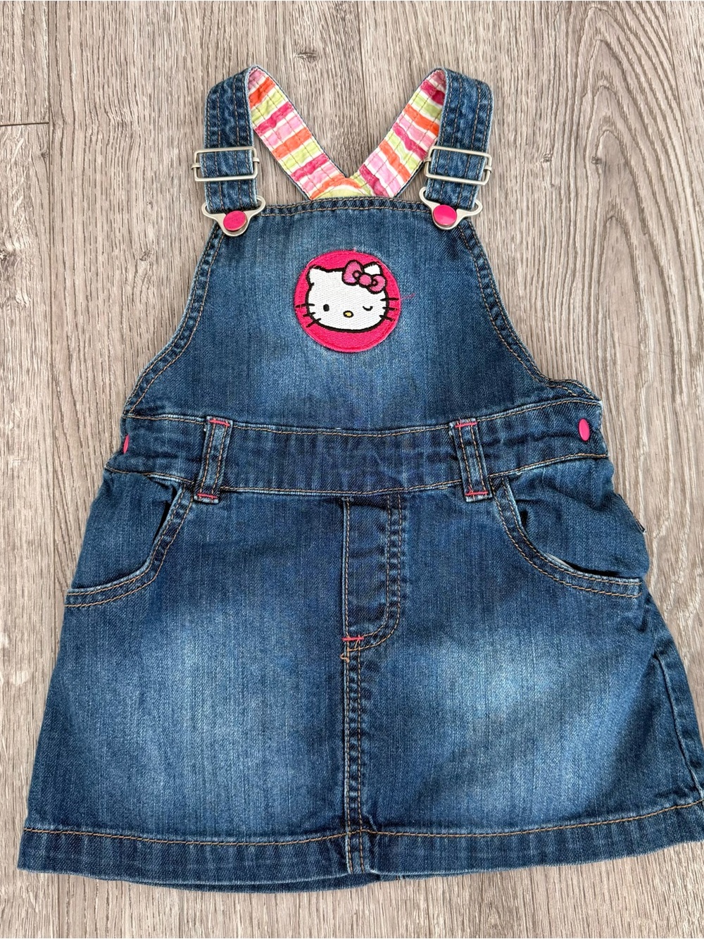 H&M Hello Kitty denim overall dress 12-18M